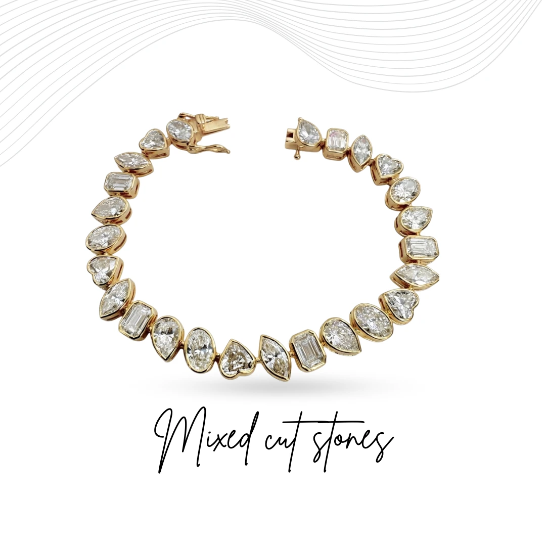 Pear Oval Emerald Heart Marquise Bracelet | Yellow Gold | IGI Certified
