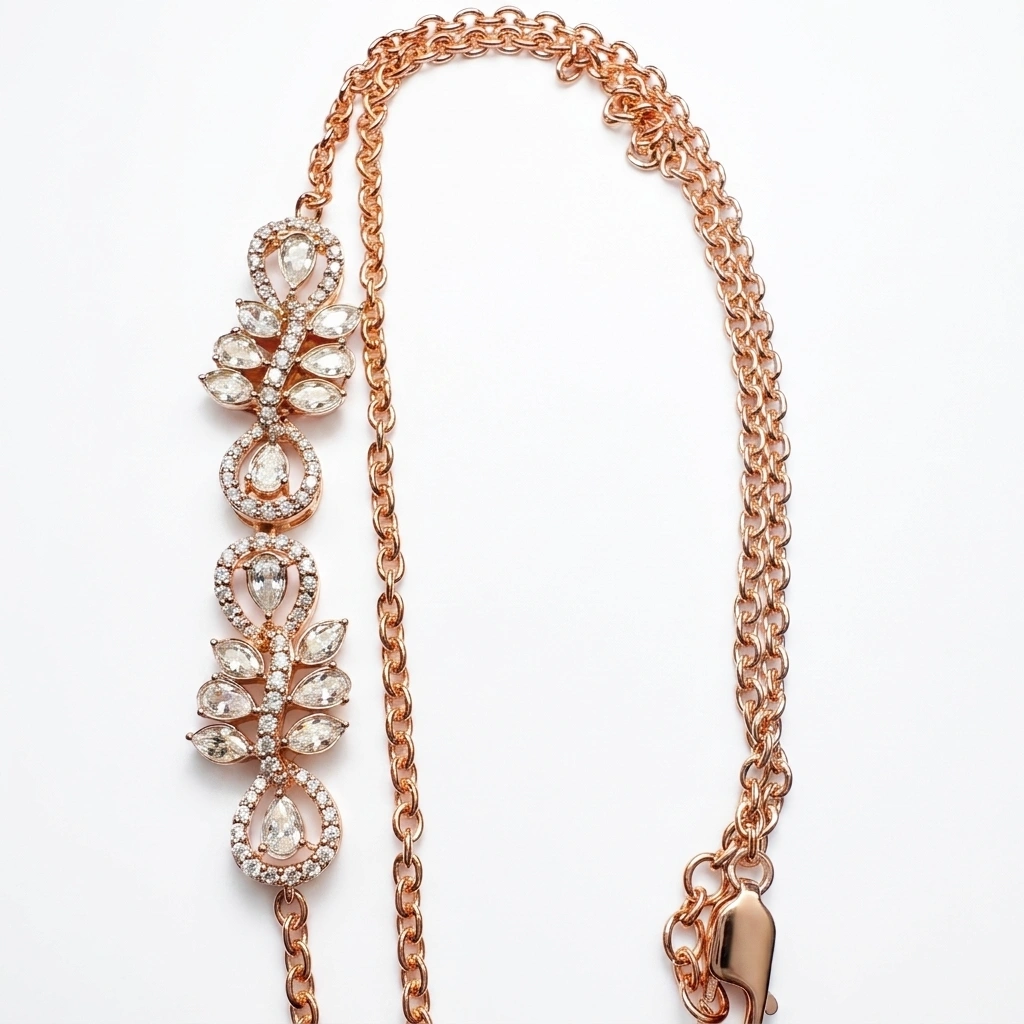 Pear Shape Diamond Necklace in Rose Gold | Lab Grown Diamonds view 4
