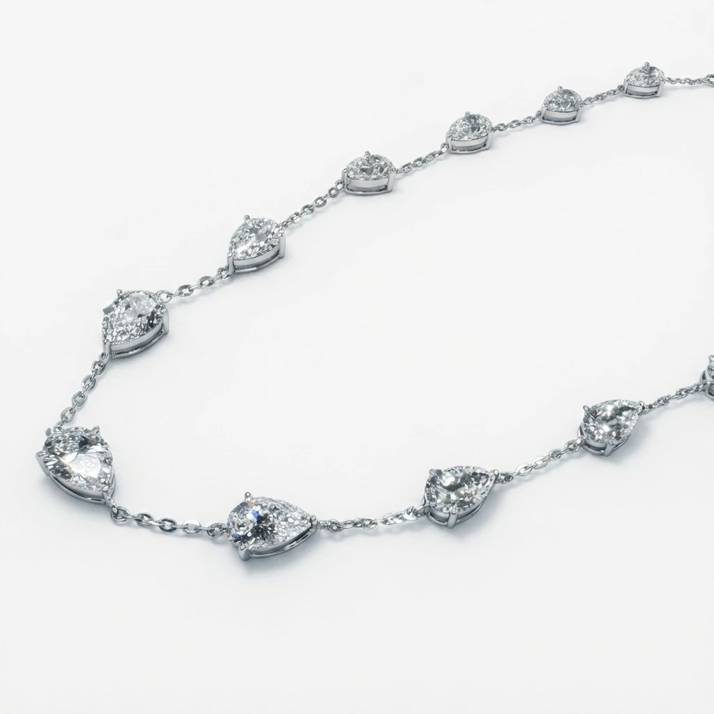 Pear Shape Lab-Grown Diamond Tennis Necklace | IGI Certified view 5