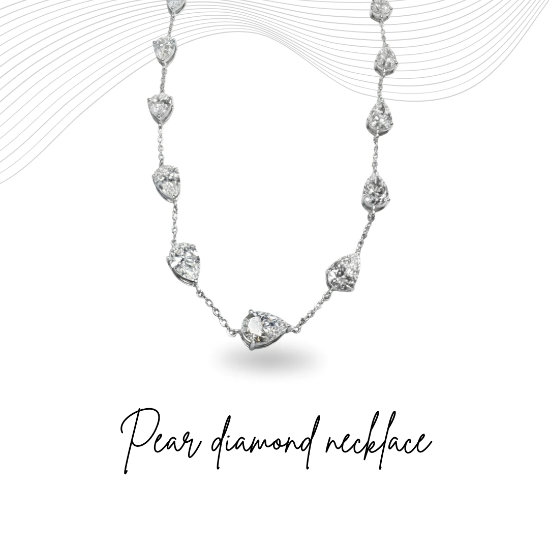 Pear Shape Lab-Grown Diamond Tennis Necklace | IGI Certified