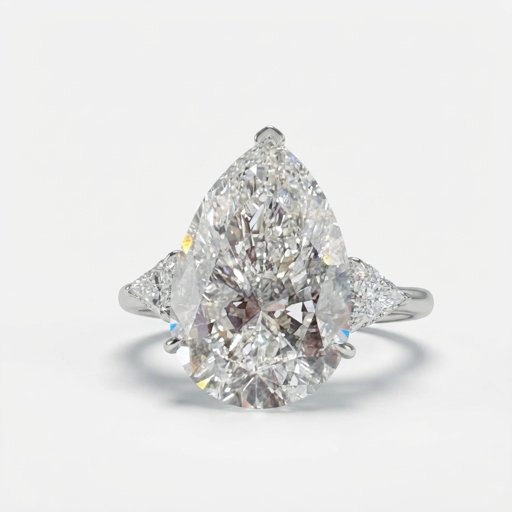 Pear-Shaped Lab-Grown Diamond Ring with Side Diamonds | IGI Certified
