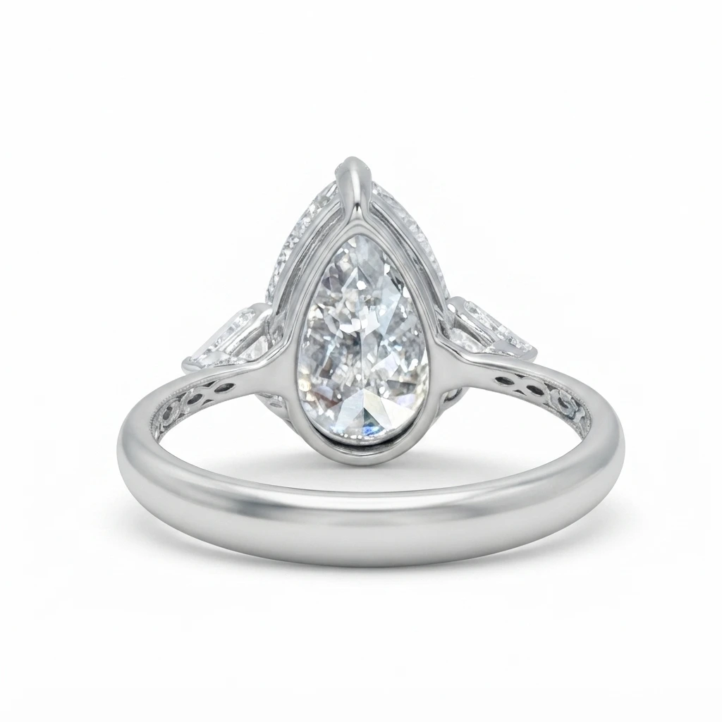 Pear-Shaped Lab-Grown Diamond Ring with Side Diamonds | IGI Certified view 3