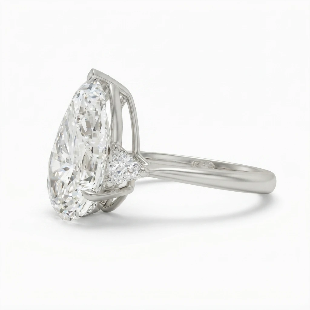 Pear-Shaped Lab-Grown Diamond Ring with Side Diamonds | IGI Certified view 4