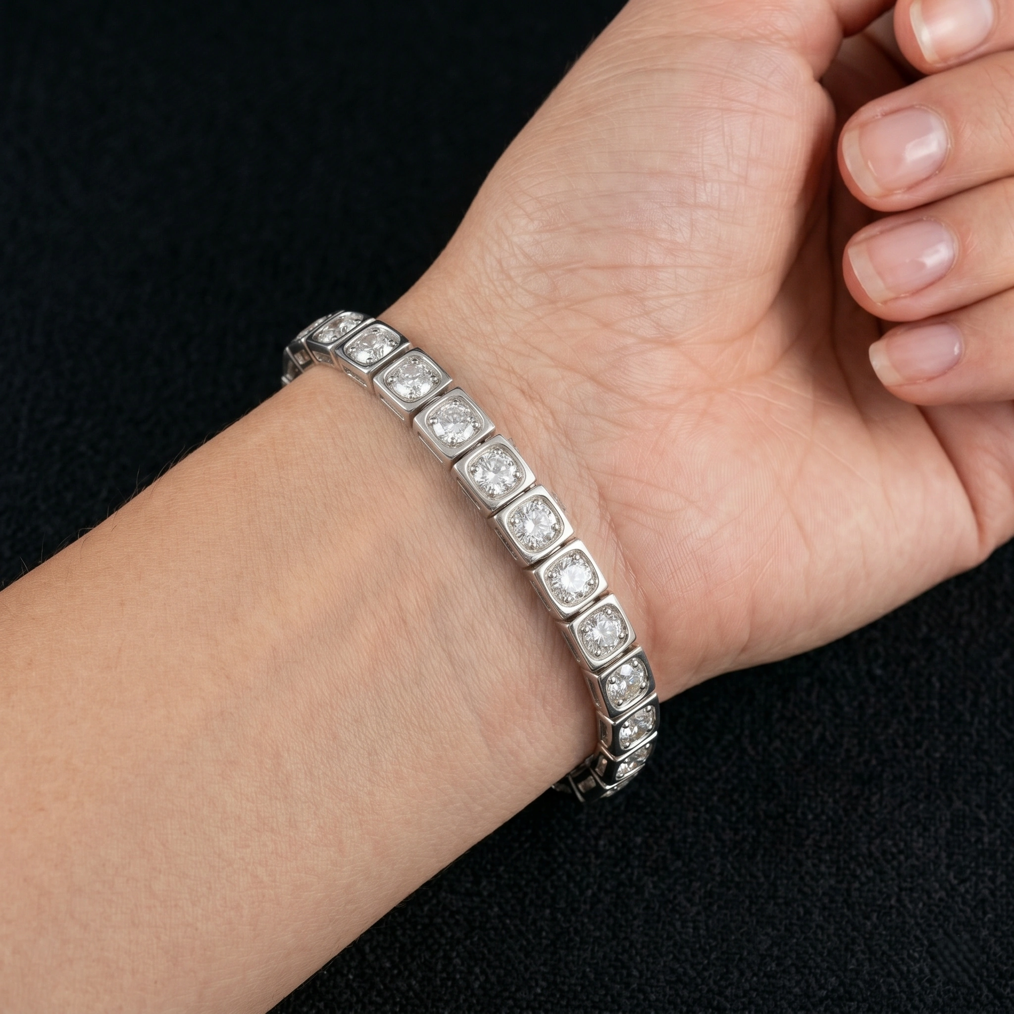 Platinum Diamond Line Bracelet with 13 CT Lab Grown Diamonds view 5