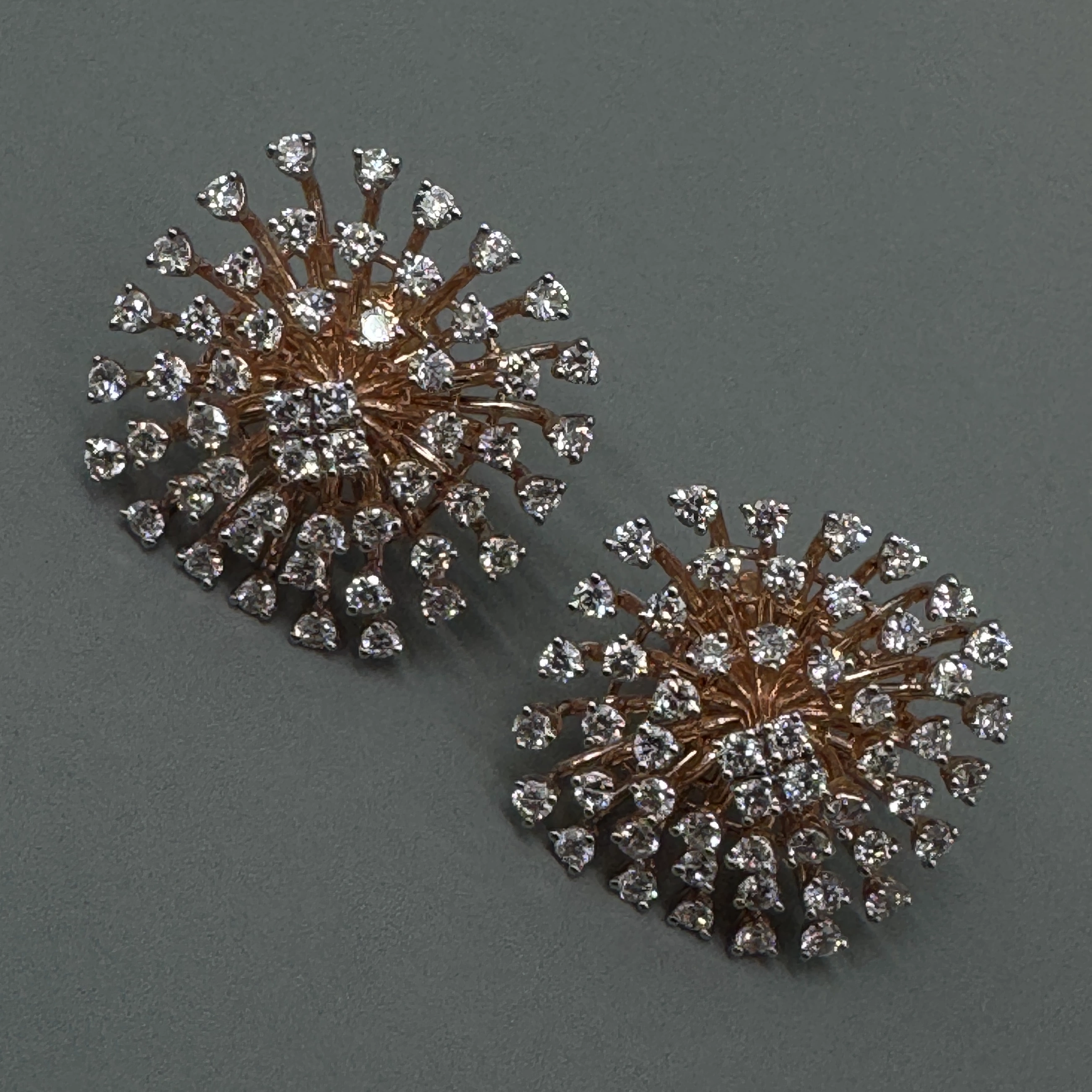 Premium 1.65 CT Round Brilliant Diamond Earrings in 14K Rose Gold view 3