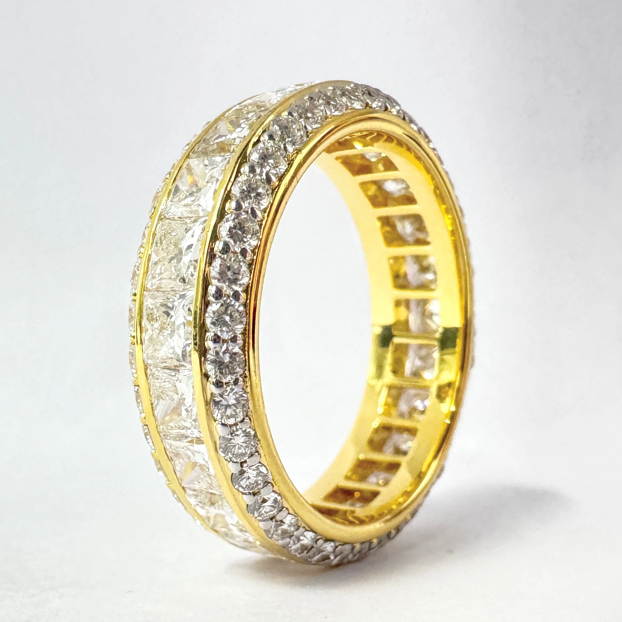 Princess & Round Lab Grown Diamond Band Ring | Yellow Gold | IGI Certified view 4