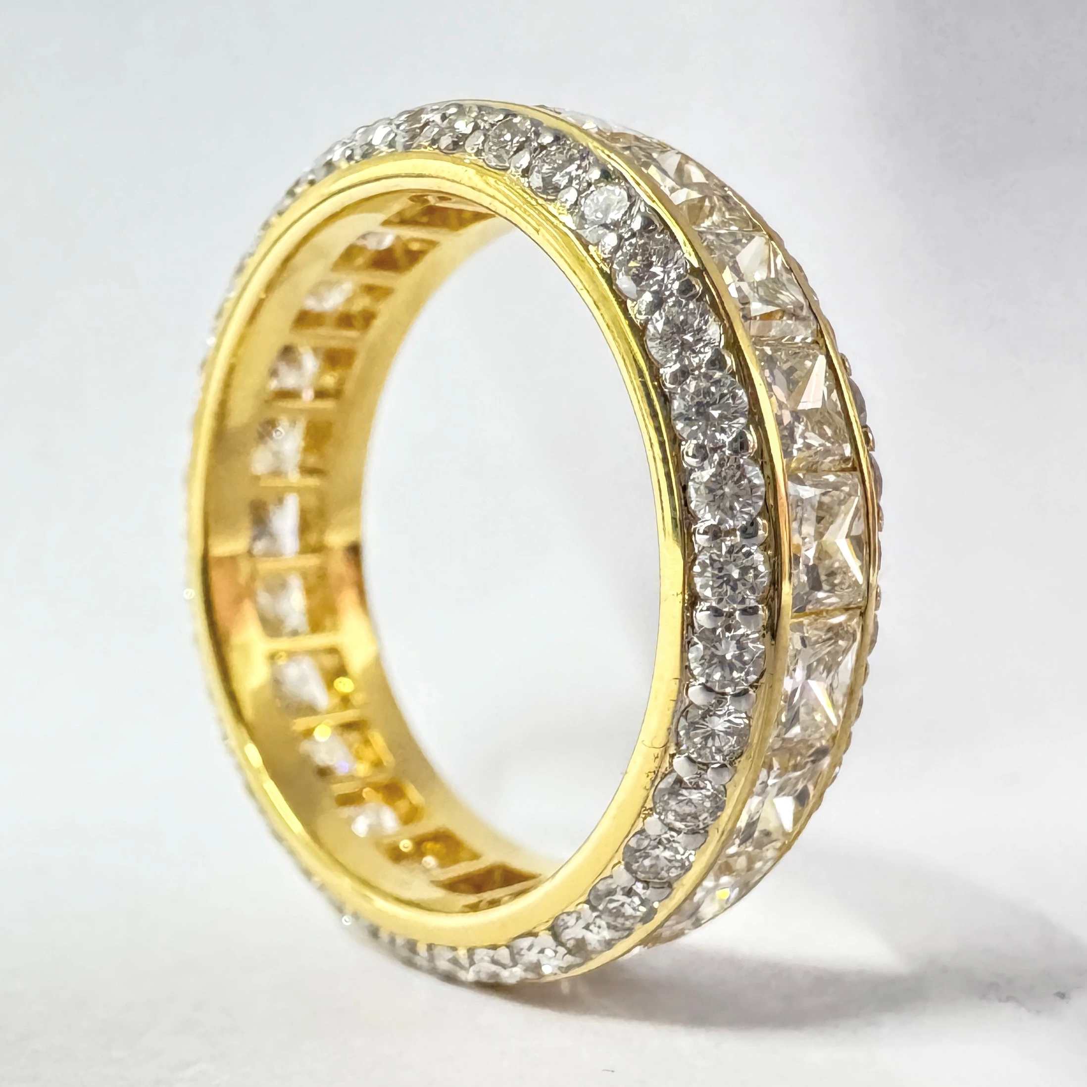 Princess & Round Lab Grown Diamond Band Ring | Yellow Gold | IGI Certified view 5