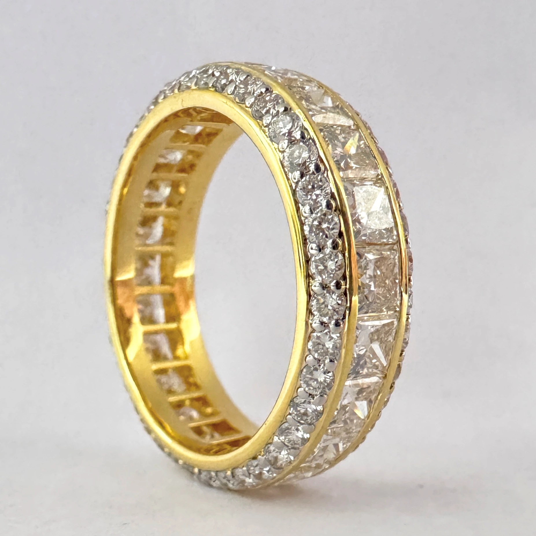 Princess & Round Lab Grown Diamond Band Ring | Yellow Gold | IGI Certified view 6