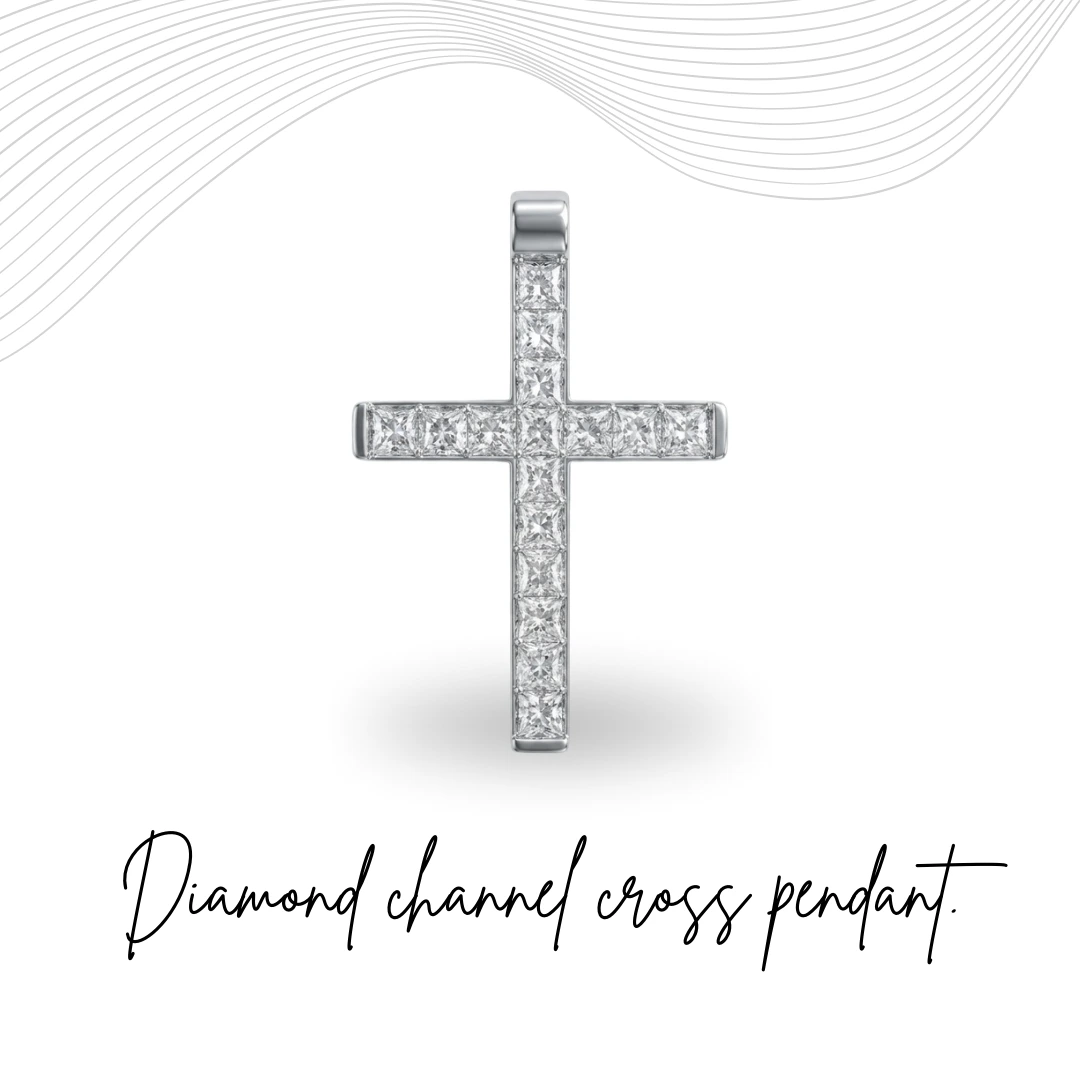 Princess Cut Diamond Cross Pendant | Solid Platinum 950 | IGI Certified
