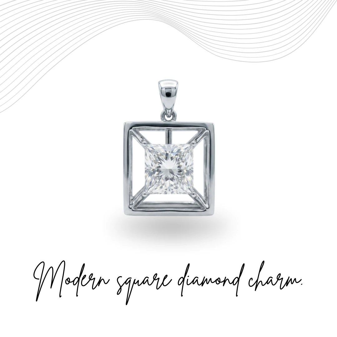 Princess Cut Diamond Pendant | Lab Grown Diamond | IGI Certified