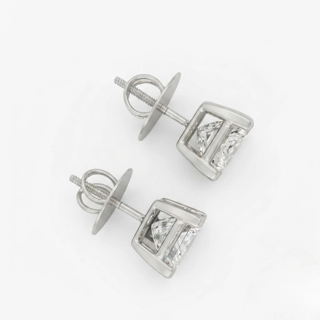 Princess Cut Lab Grown Diamond Earrings | White Gold | IGI Certified view 4