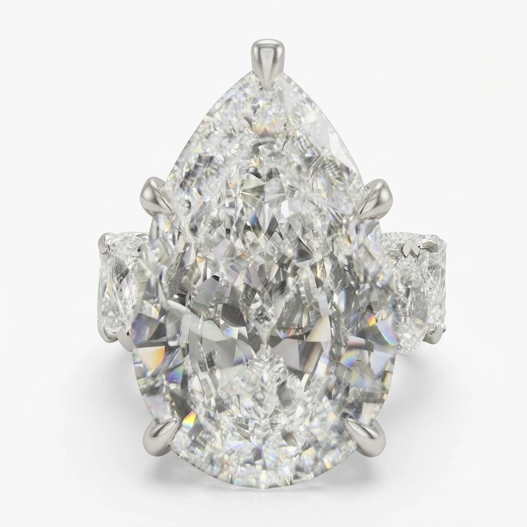 PT950 Platinum & Ruthenium Lab Grown Pear Diamond Ring | IGI Certified view 3