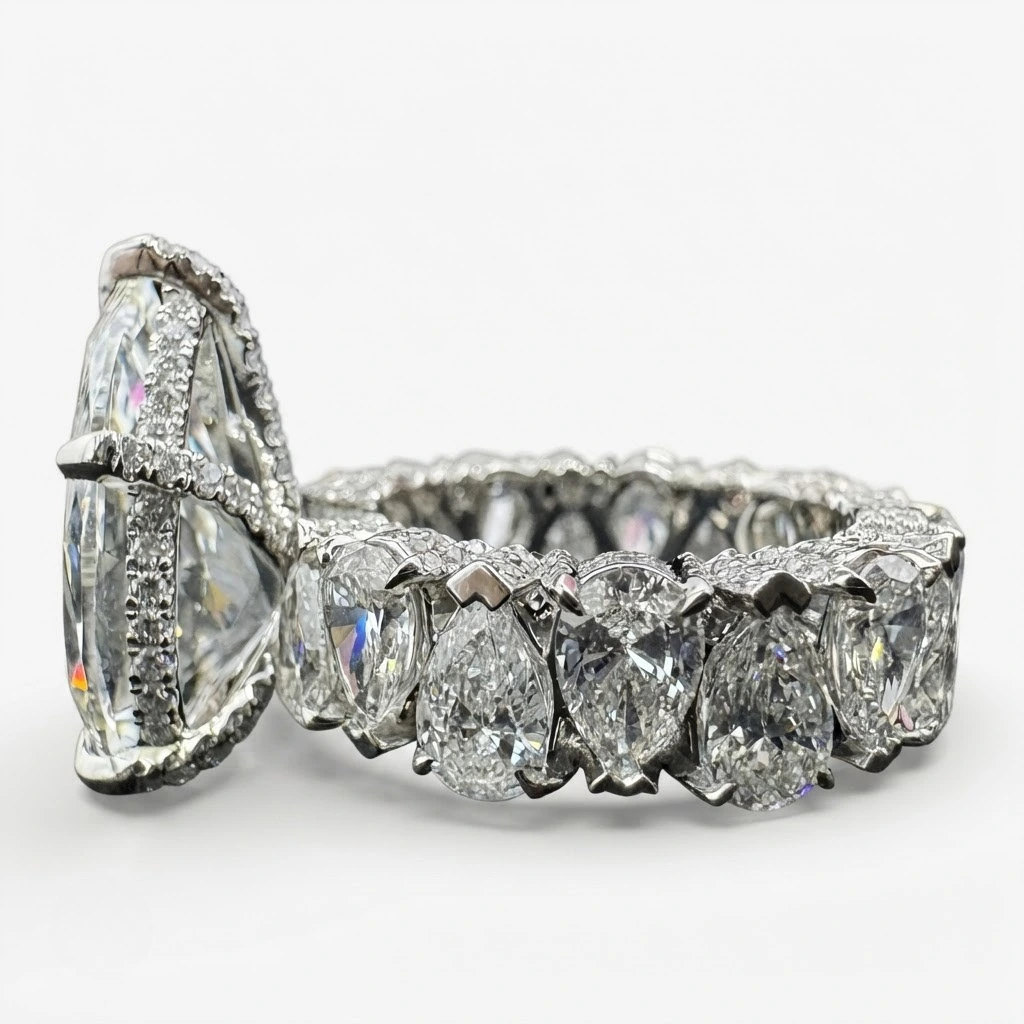 PT950 Platinum & Ruthenium Lab Grown Pear Diamond Ring | IGI Certified view 4