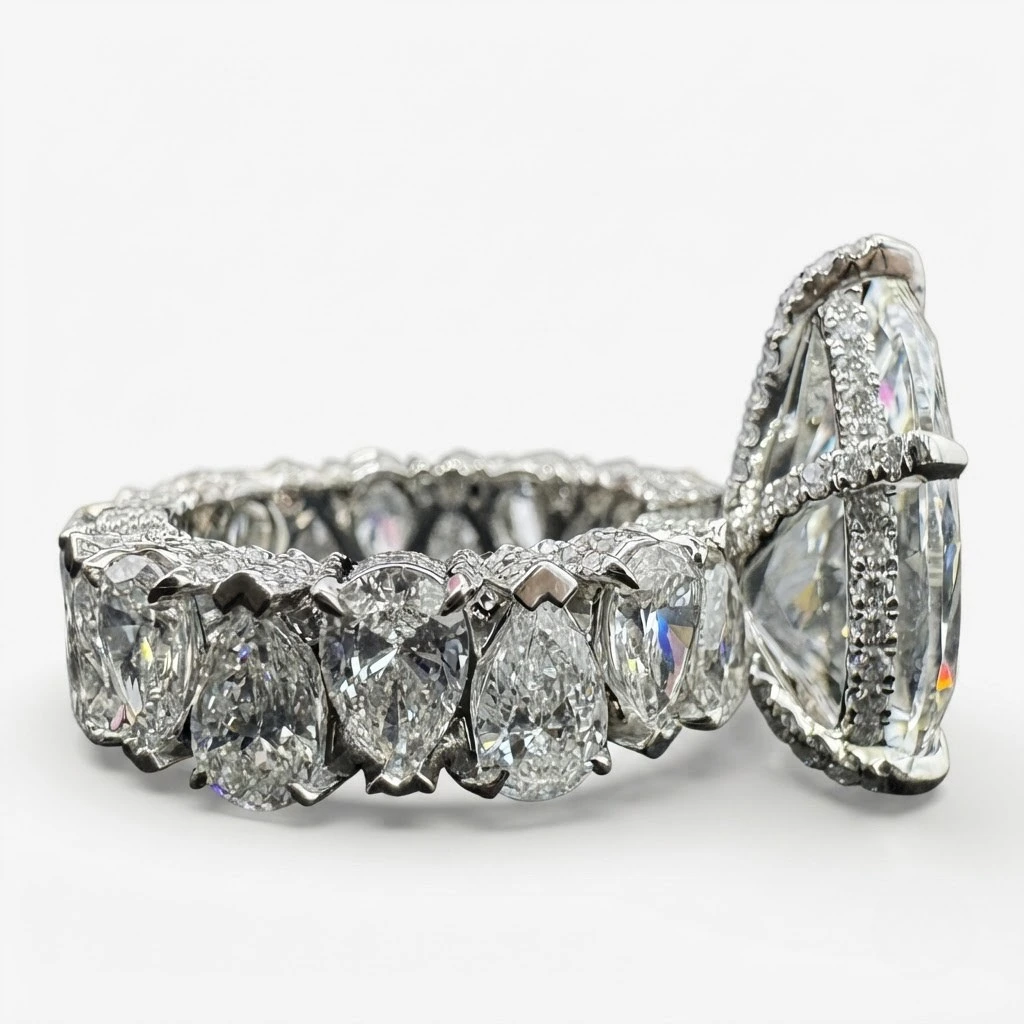 PT950 Platinum & Ruthenium Lab Grown Pear Diamond Ring | IGI Certified view 5