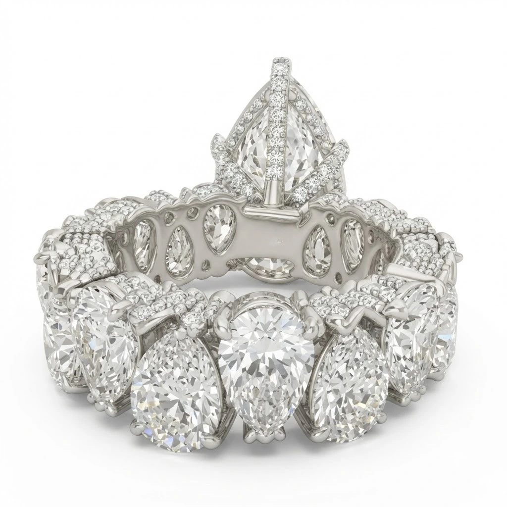 PT950 Platinum & Ruthenium Lab Grown Pear Diamond Ring | IGI Certified view 6