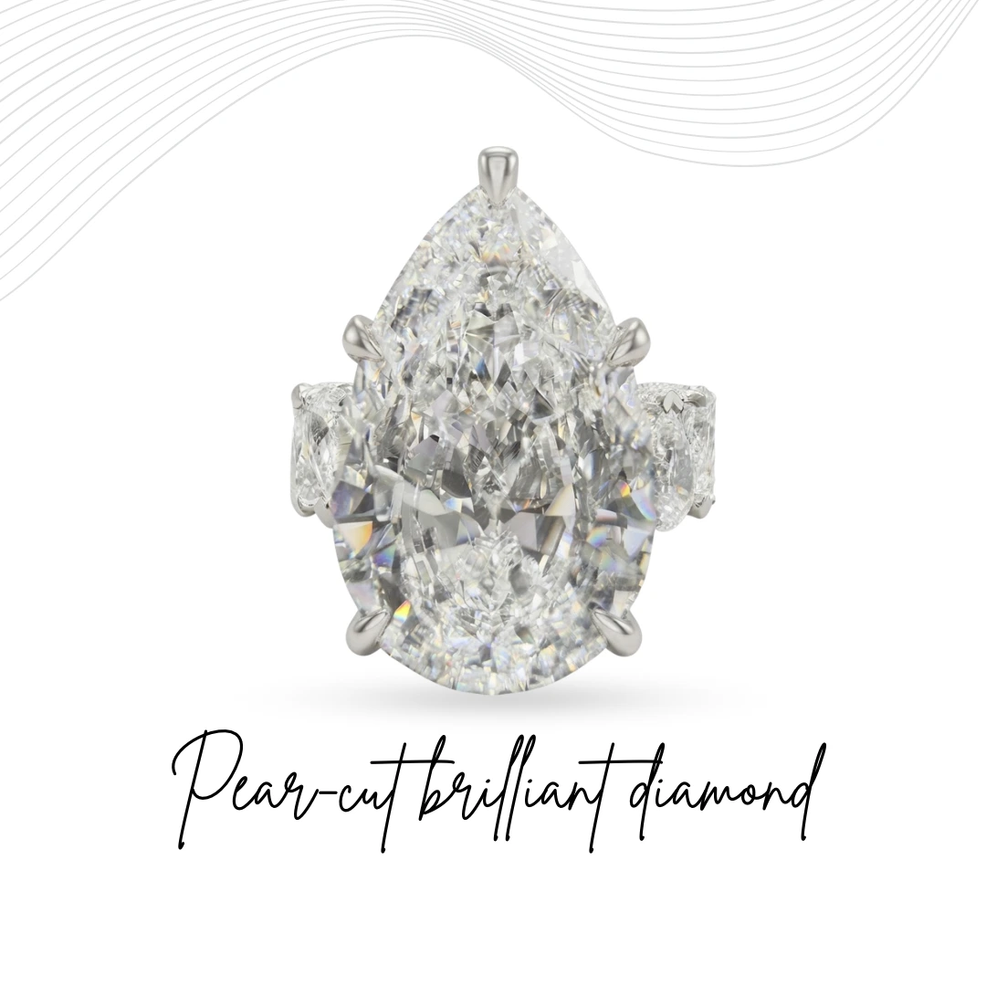 PT950 Platinum & Ruthenium Lab Grown Pear Diamond Ring | IGI Certified