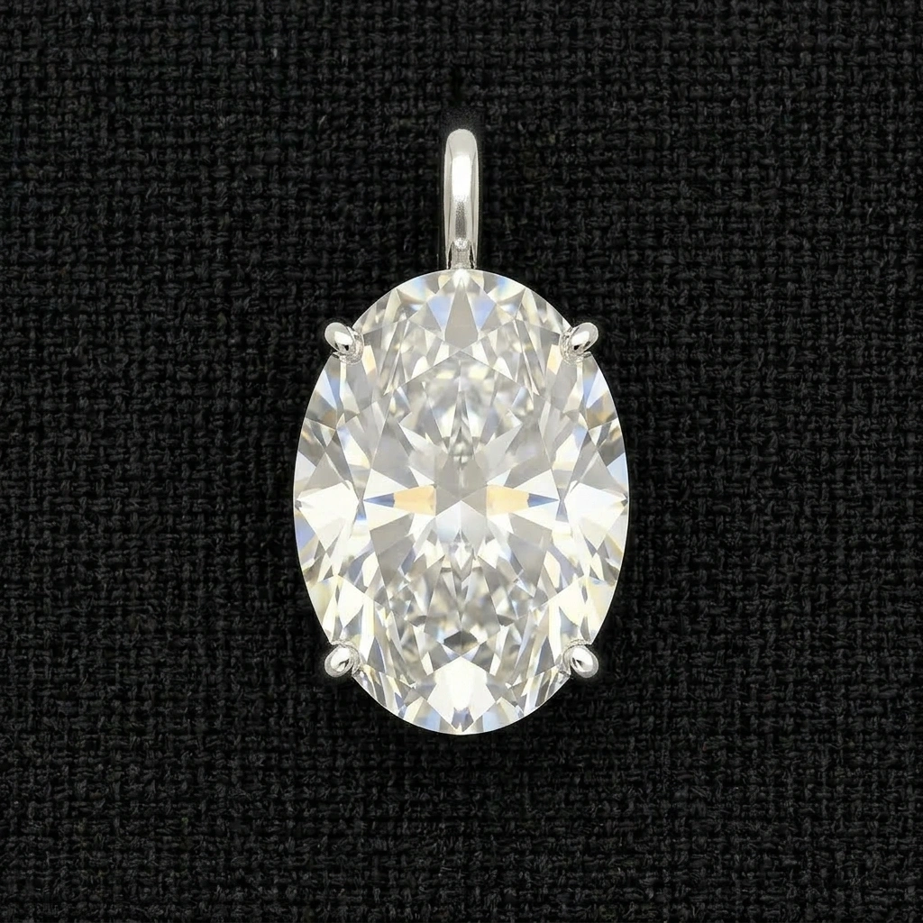 PT950 Platinum 3 CT Oval Diamond Solitaire Pendant | Oval Cut Diamond Pendant