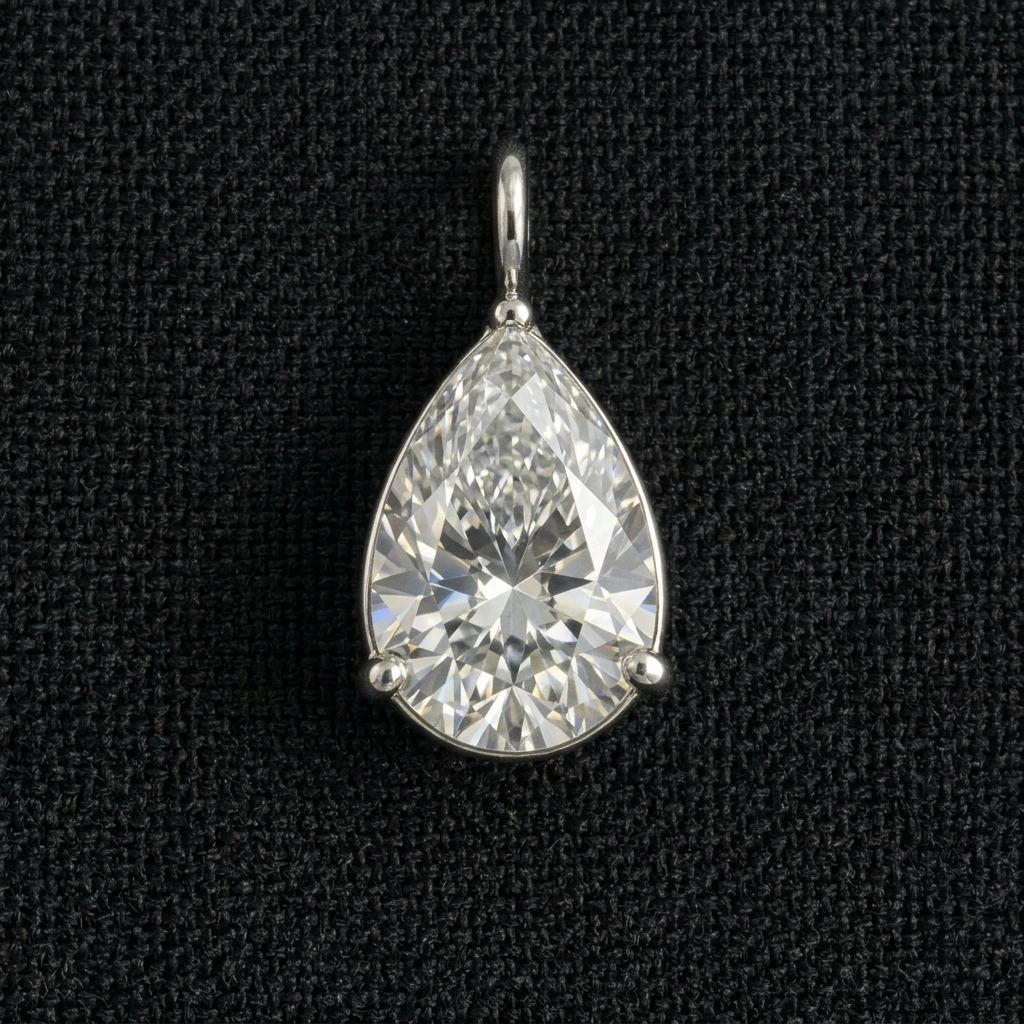 PT950 Platinum 3 CT Pear Cut Diamond Pendant | Pear Shape Solitaire Diamond Pendant