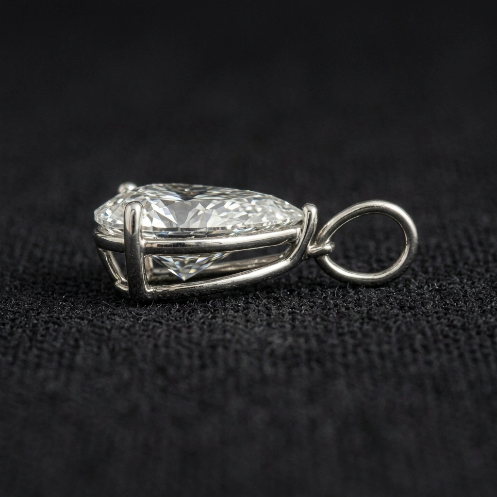 PT950 Platinum 3 CT Pear Cut Diamond Pendant | Pear Shape Solitaire Diamond Pendant view 3
