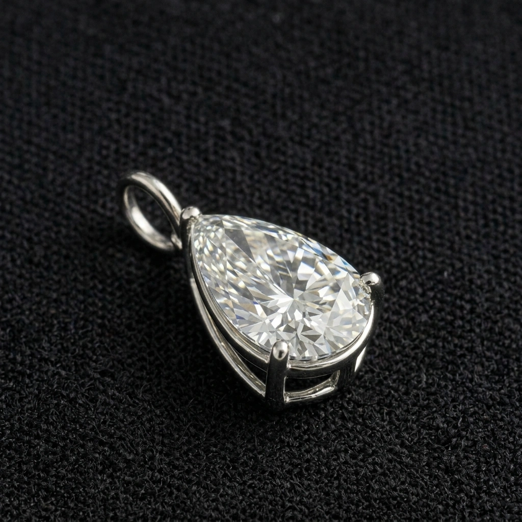 PT950 Platinum 3 CT Pear Cut Diamond Pendant | Pear Shape Solitaire Diamond Pendant view 4