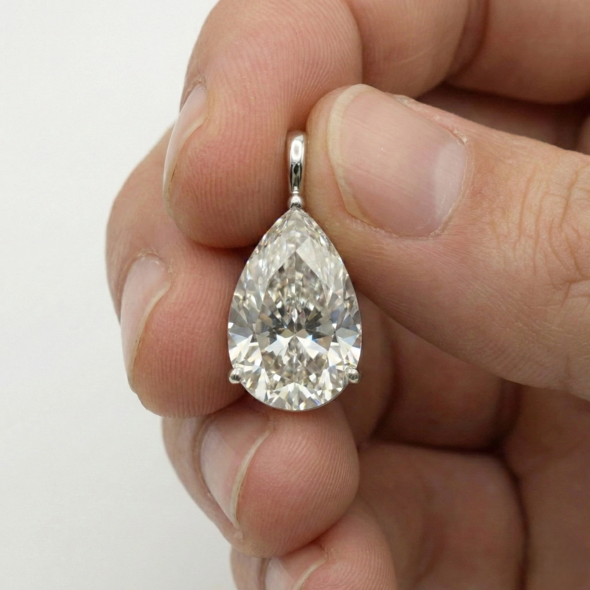 PT950 Platinum 3 CT Pear Cut Diamond Pendant | Pear Shape Solitaire Diamond Pendant view 5