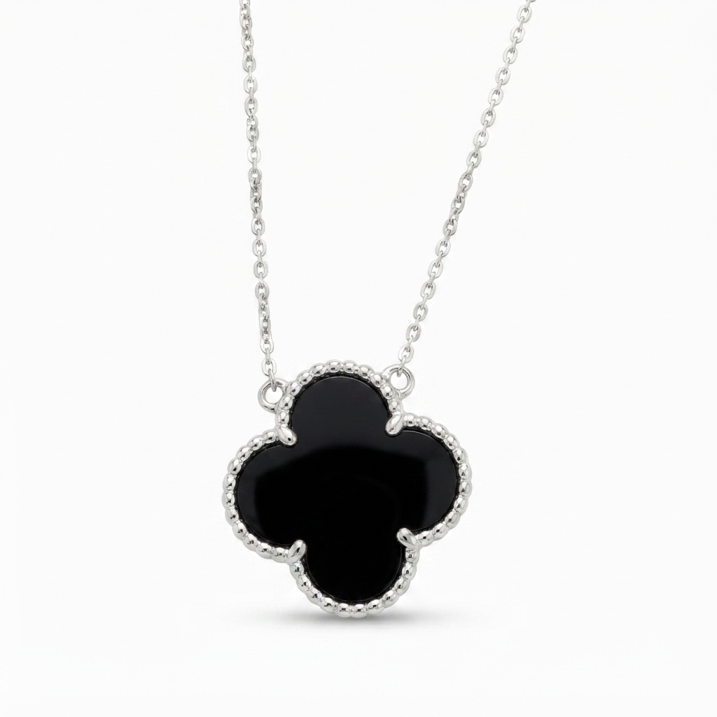 PT950 Platinum Black Onyx Clover Pendant view 3