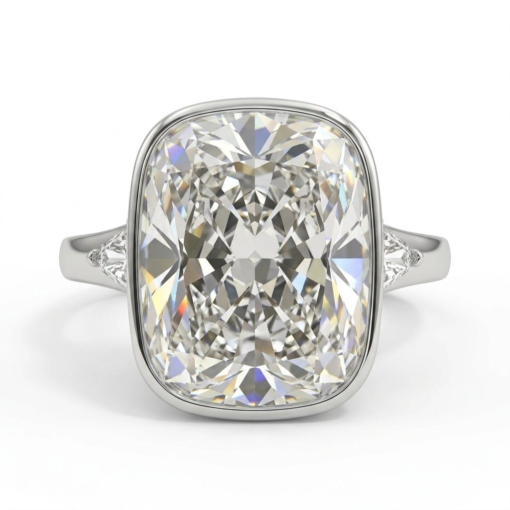 PT950 Platinum Cushion & Trilliant-Cut Lab-Grown Diamond Engagement Ring view 3