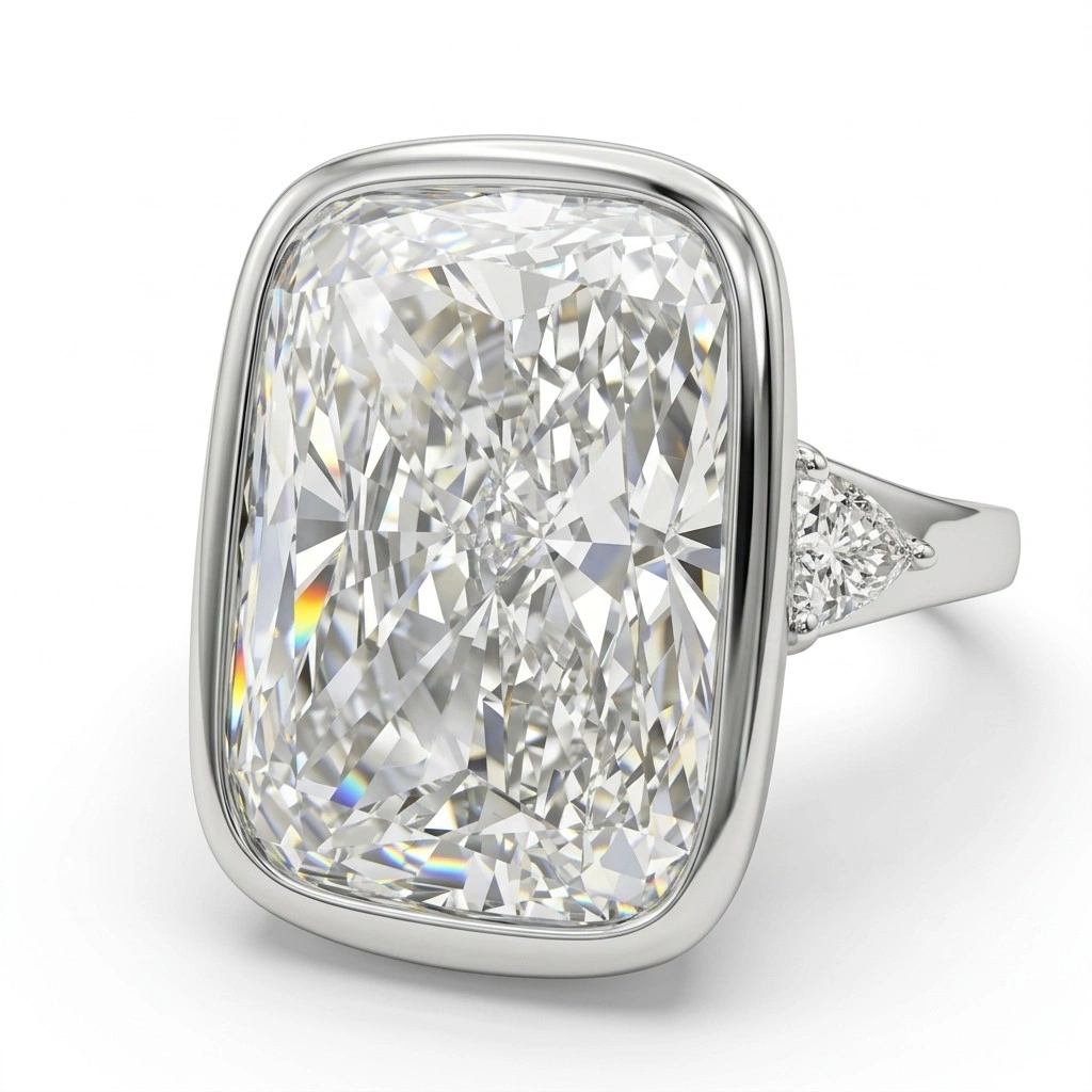 PT950 Platinum Cushion & Trilliant-Cut Lab-Grown Diamond Engagement Ring view 4