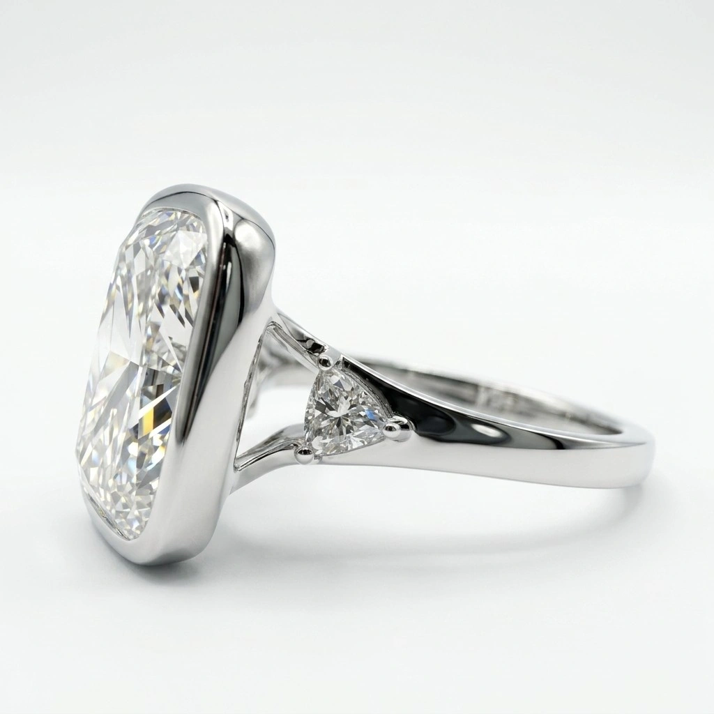 PT950 Platinum Cushion & Trilliant-Cut Lab-Grown Diamond Engagement Ring view 6