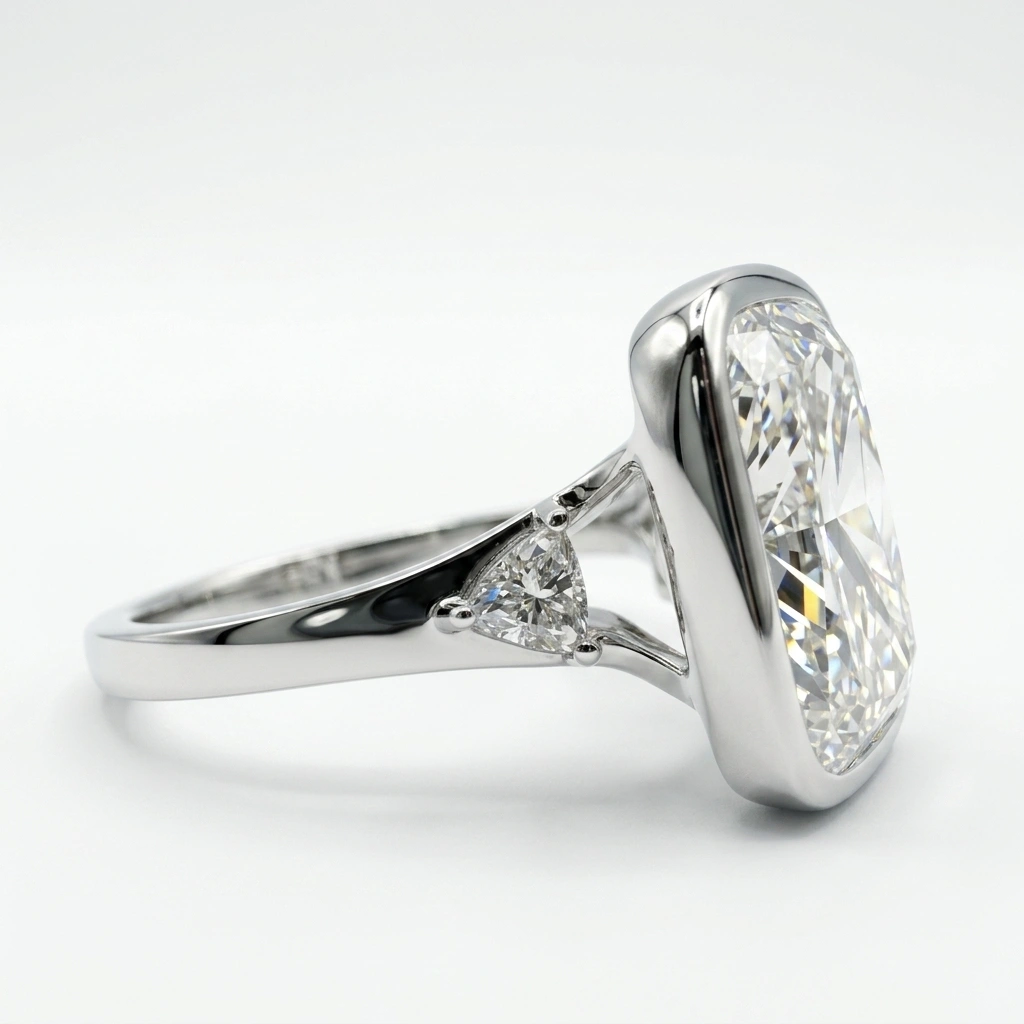PT950 Platinum Cushion & Trilliant-Cut Lab-Grown Diamond Engagement Ring view 7