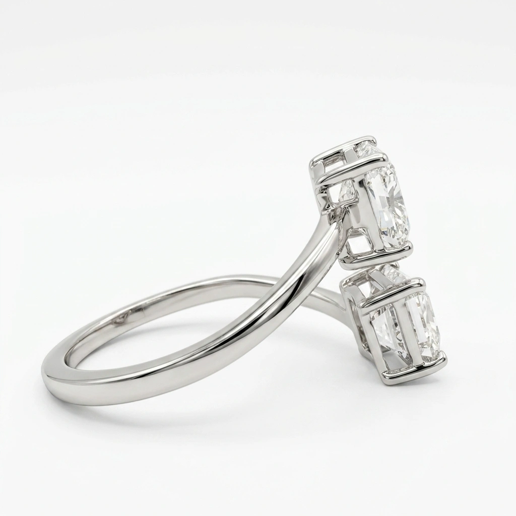 PT950 Platinum Emerald-Cut & Cushion-Cut Lab-Grown Diamond Engagement Ring view 6