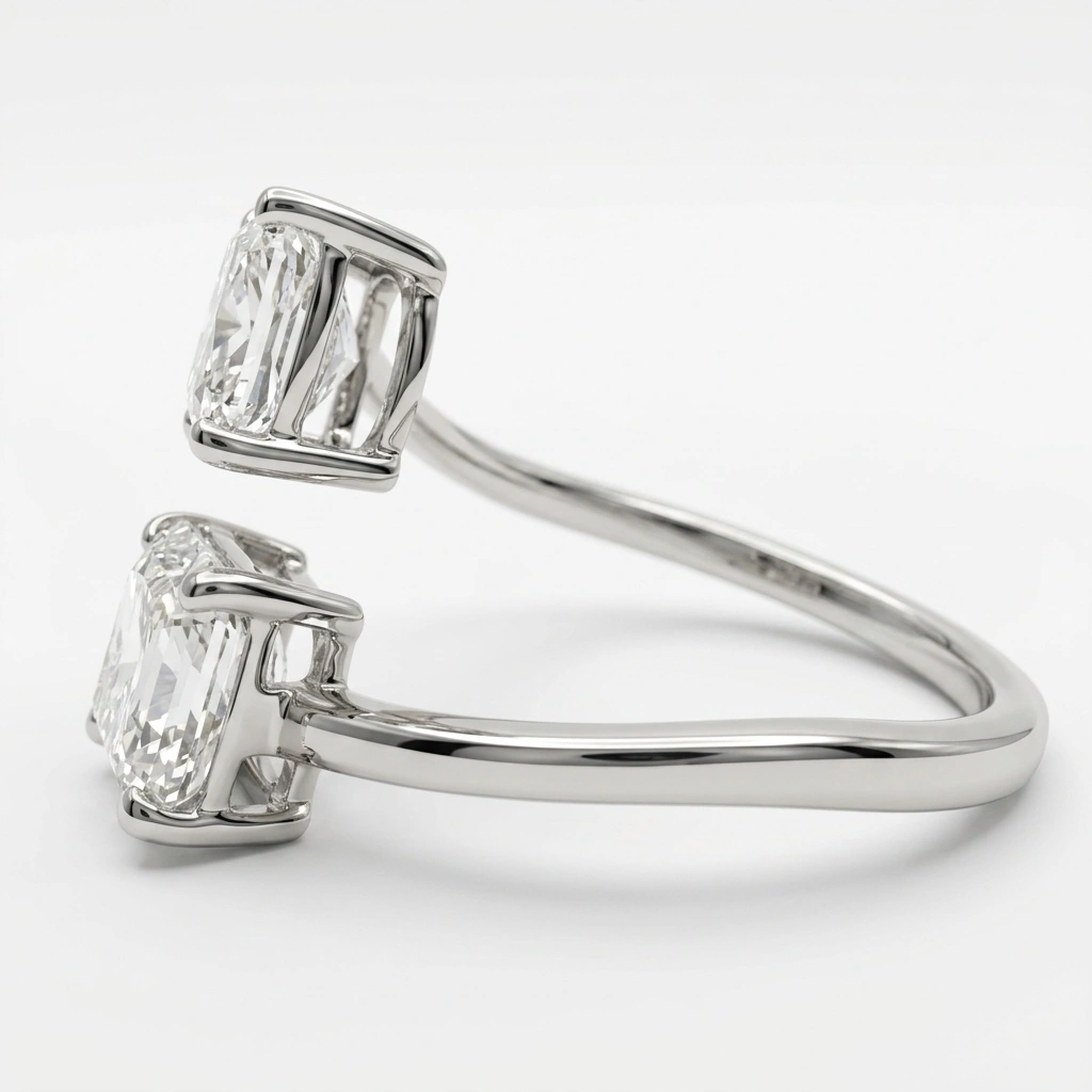 PT950 Platinum Emerald-Cut & Cushion-Cut Lab-Grown Diamond Engagement Ring view 7