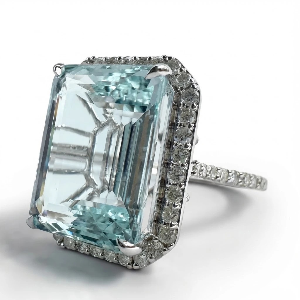 PT950 Platinum Emerald Cut Diamond Ring with Round Side Stones view 6
