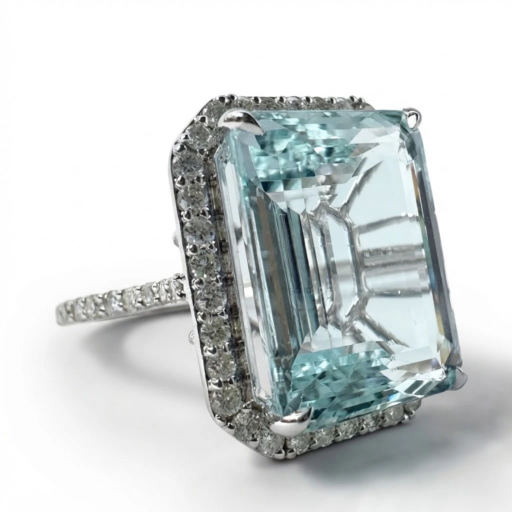 PT950 Platinum Emerald Cut Diamond Ring with Round Side Stones view 7