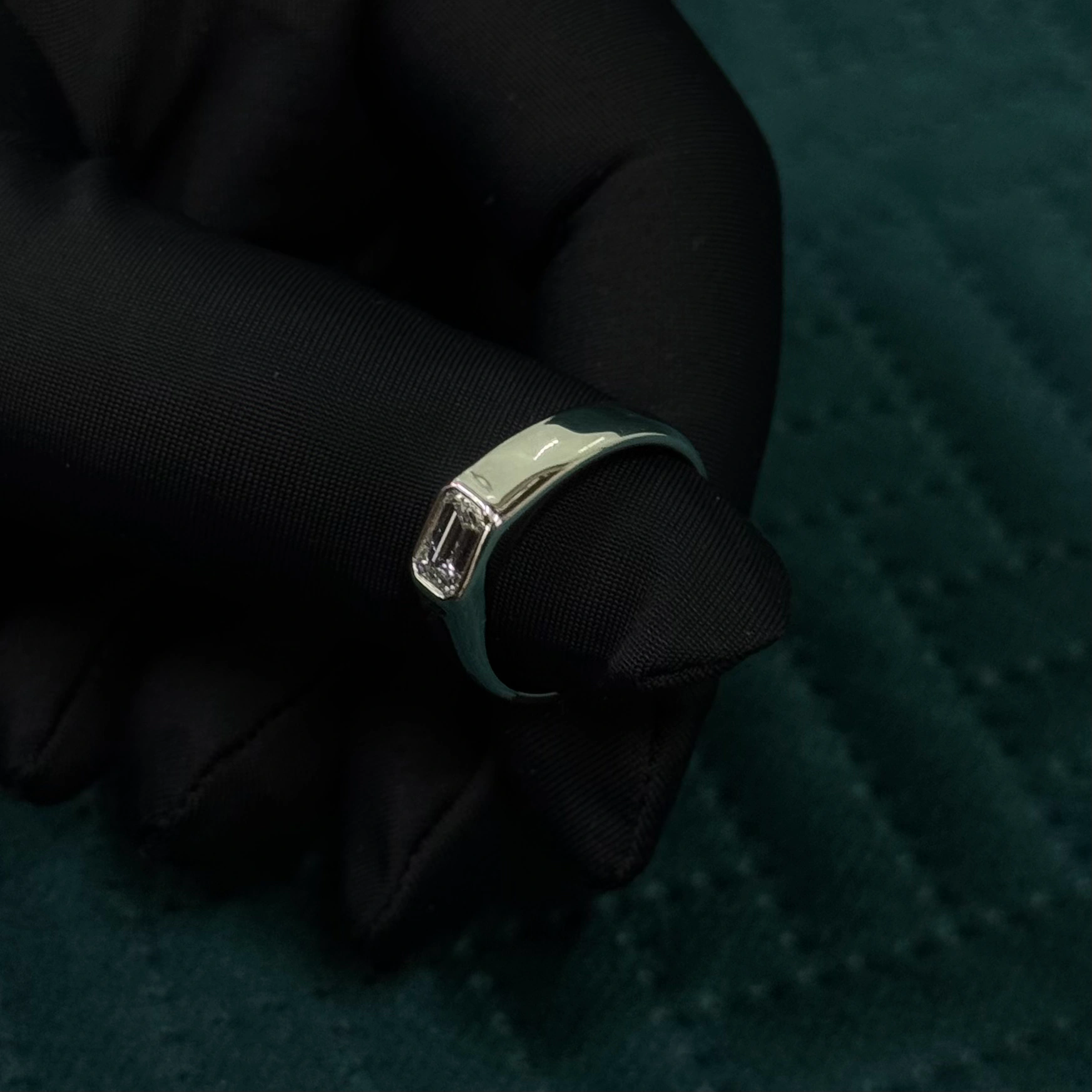 PT950 Platinum Emerald Cut Engagement Ring | 0.50 Carat Solitaire Diamond Ring | Minimalist Wedding Ring view 5