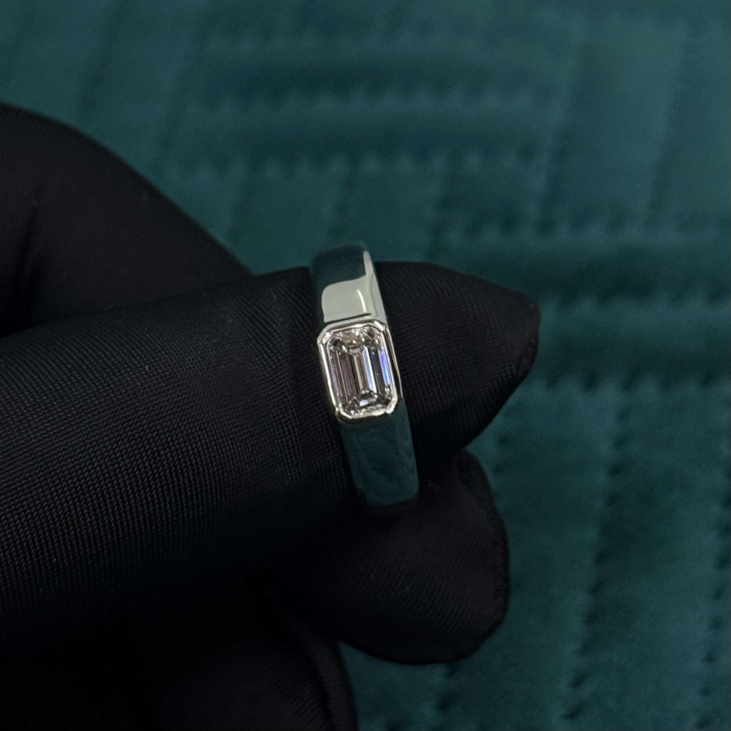 PT950 Platinum Emerald Cut Engagement Ring | 0.50 Carat Solitaire Diamond Ring | Minimalist Wedding Ring view 6