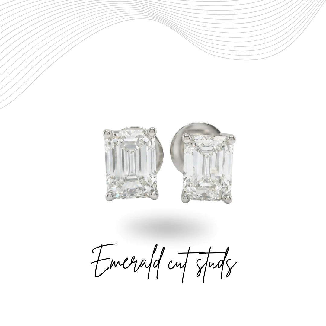 PT950 Platinum Emerald-Cut Lab-Grown Diamond Stud Earrings