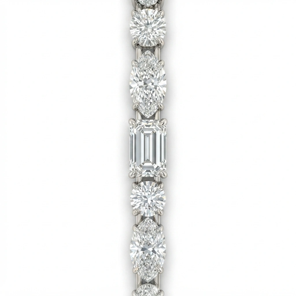 PT950 Platinum Emerald, Oval & Round Lab-Grown Diamond Bracelet view 4