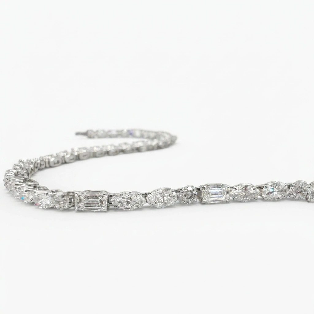 PT950 Platinum Emerald, Oval & Round Lab-Grown Diamond Bracelet view 5