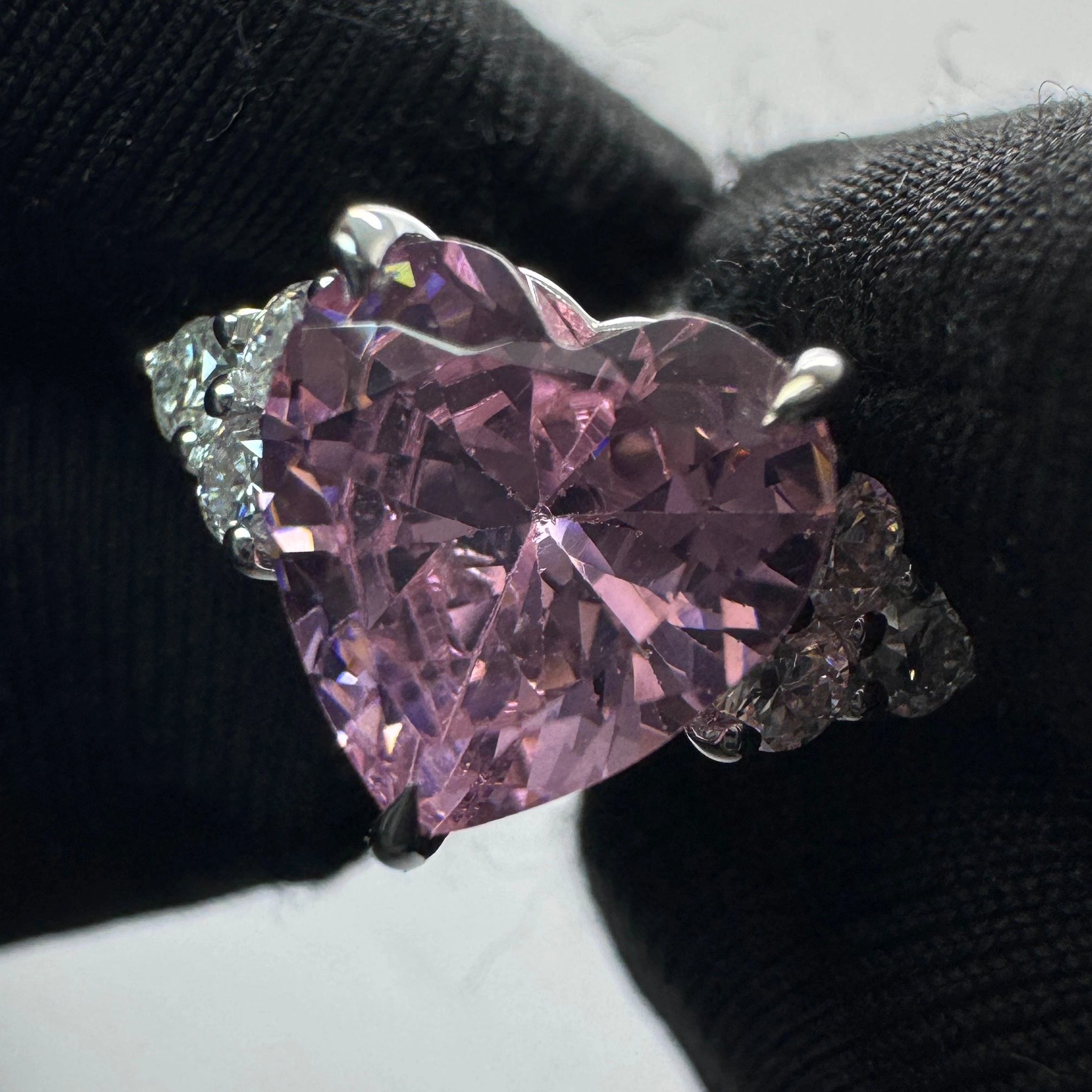 PT950 Platinum Heart & Round-Cut Lab Grown Diamond Ring view 7