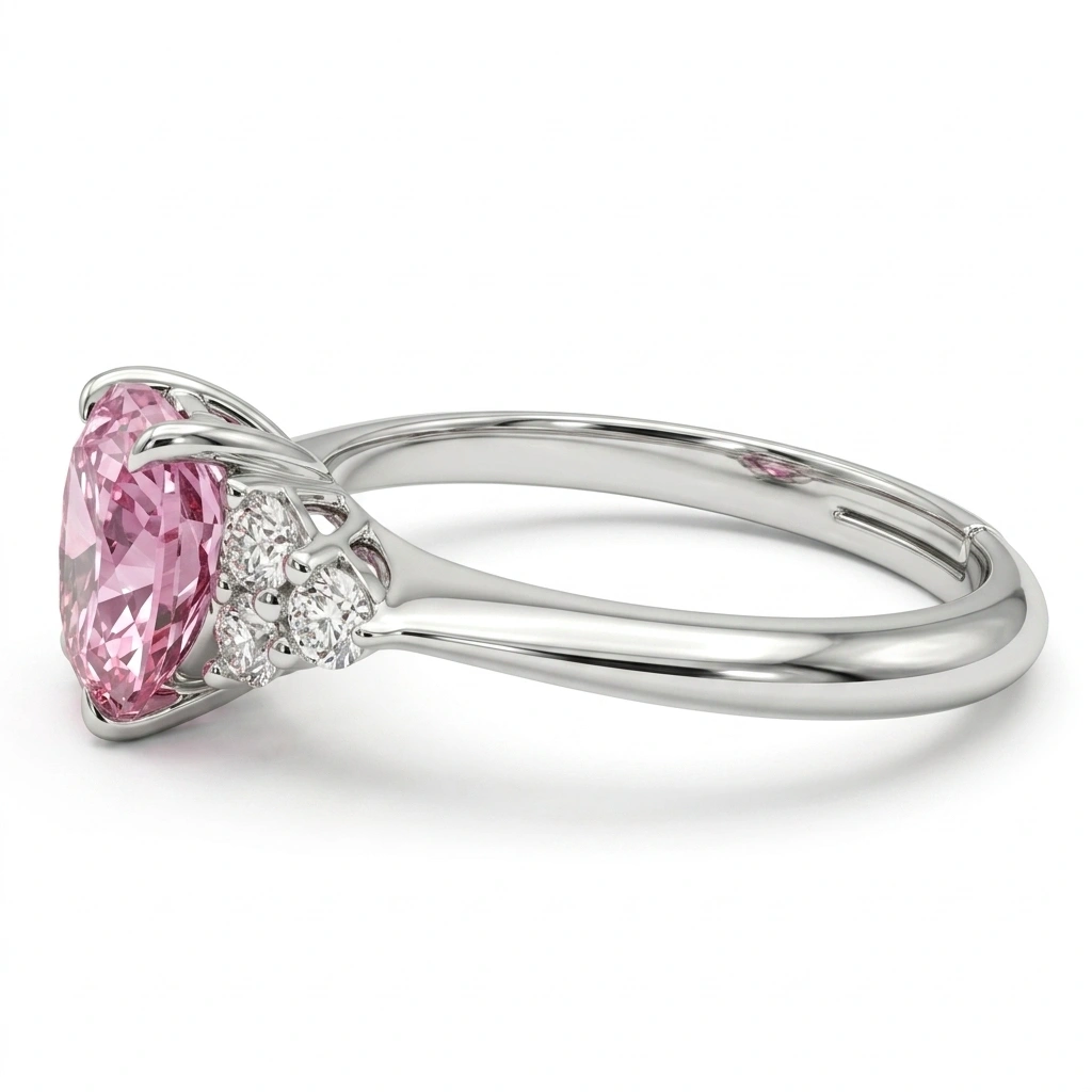 PT950 Platinum Heart & Round-Cut Lab Grown Diamond Ring view 4