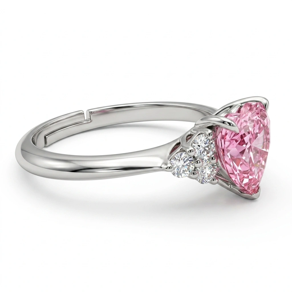 PT950 Platinum Heart & Round-Cut Lab Grown Diamond Ring view 5