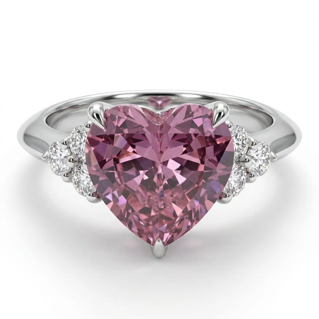 PT950 Platinum Heart & Round-Cut Lab Grown Diamond Ring view 3