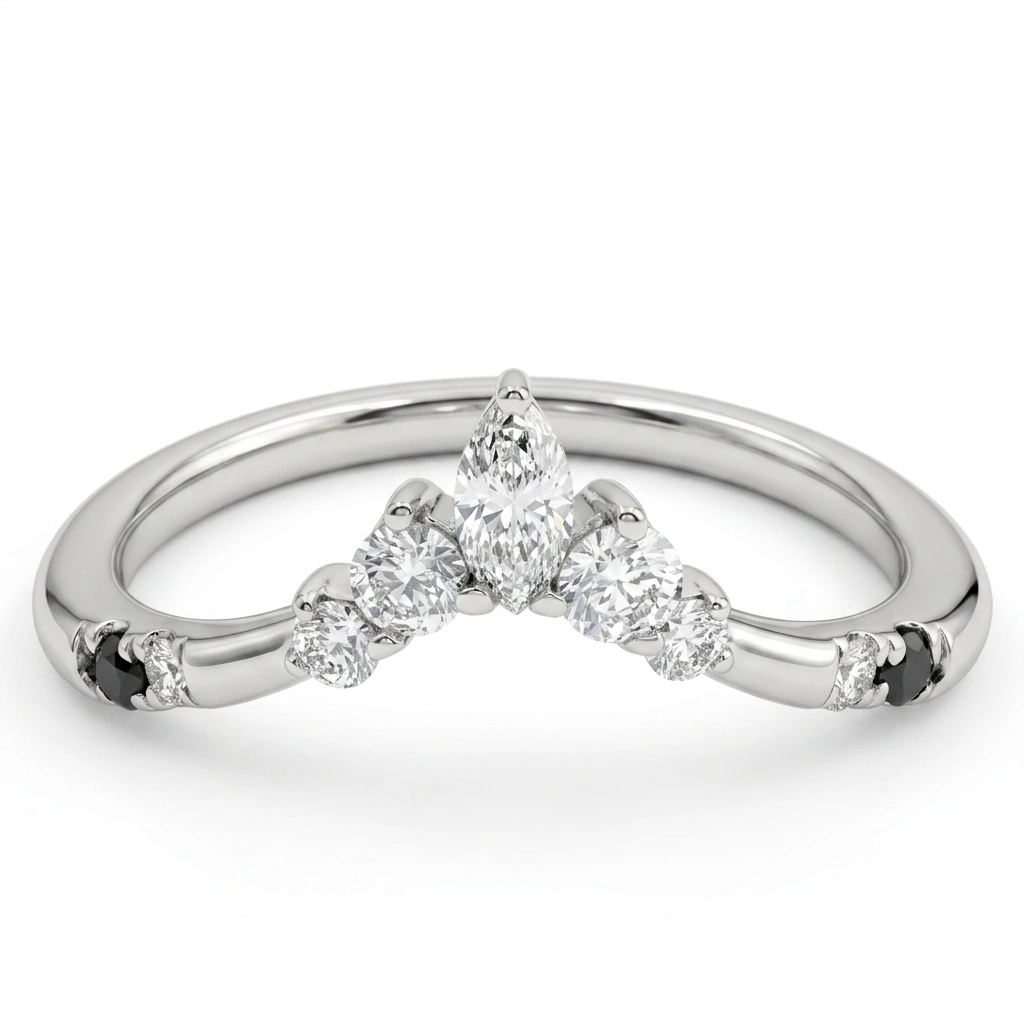 PT950 Platinum Marquise & Round-Cut Lab-Grown Diamond Engagement Ring view 3