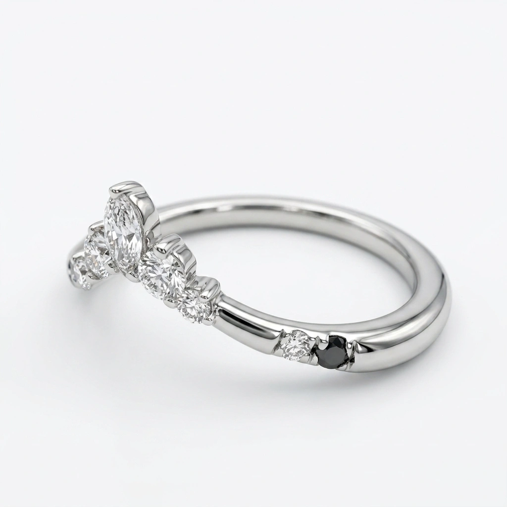 PT950 Platinum Marquise & Round-Cut Lab-Grown Diamond Engagement Ring view 4