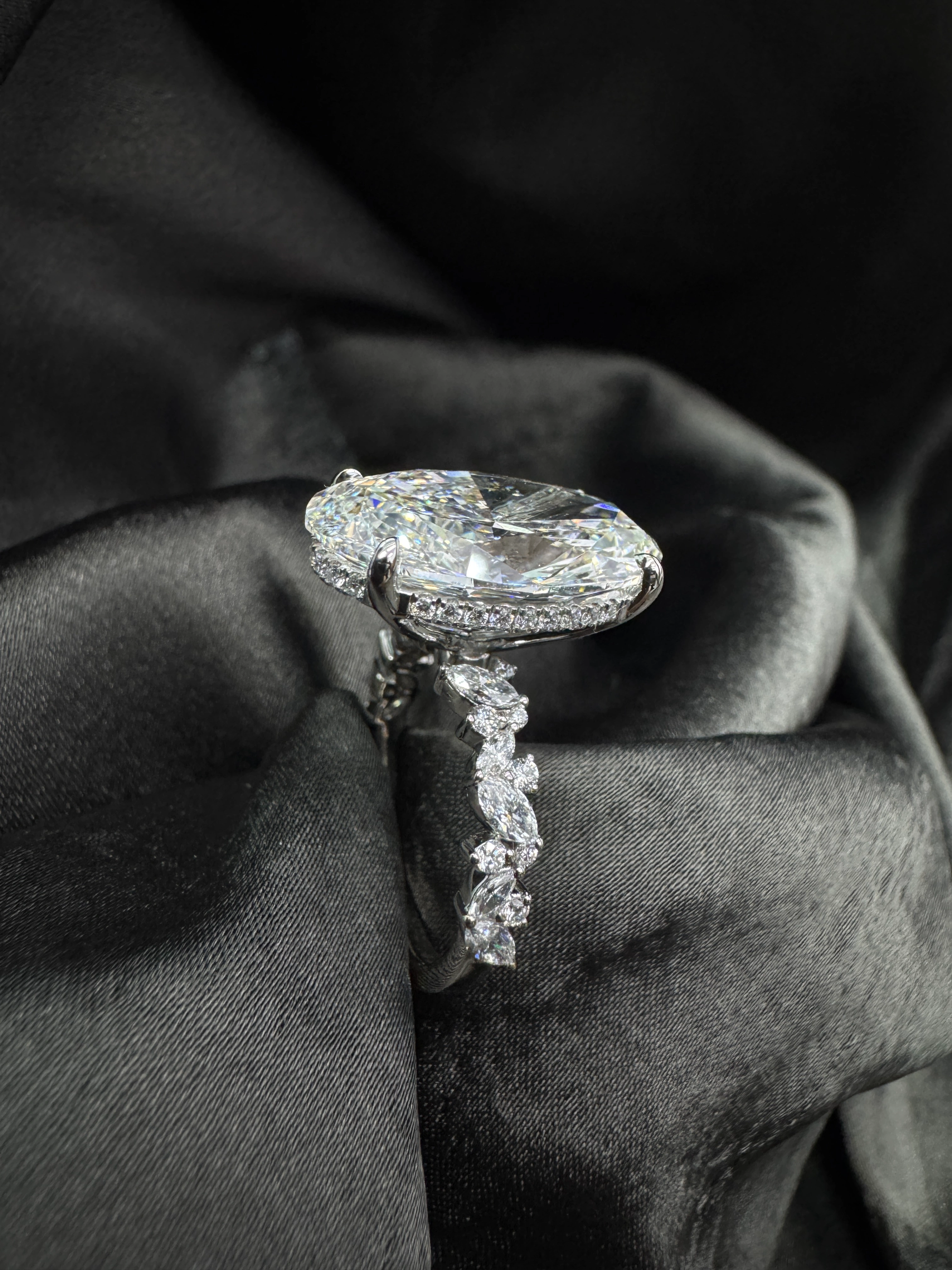PT950 Platinum Multi-Shape Diamond Ring with 10.82 Carat Total Weight (Oval, Marquise & Round Brilliant) view 3