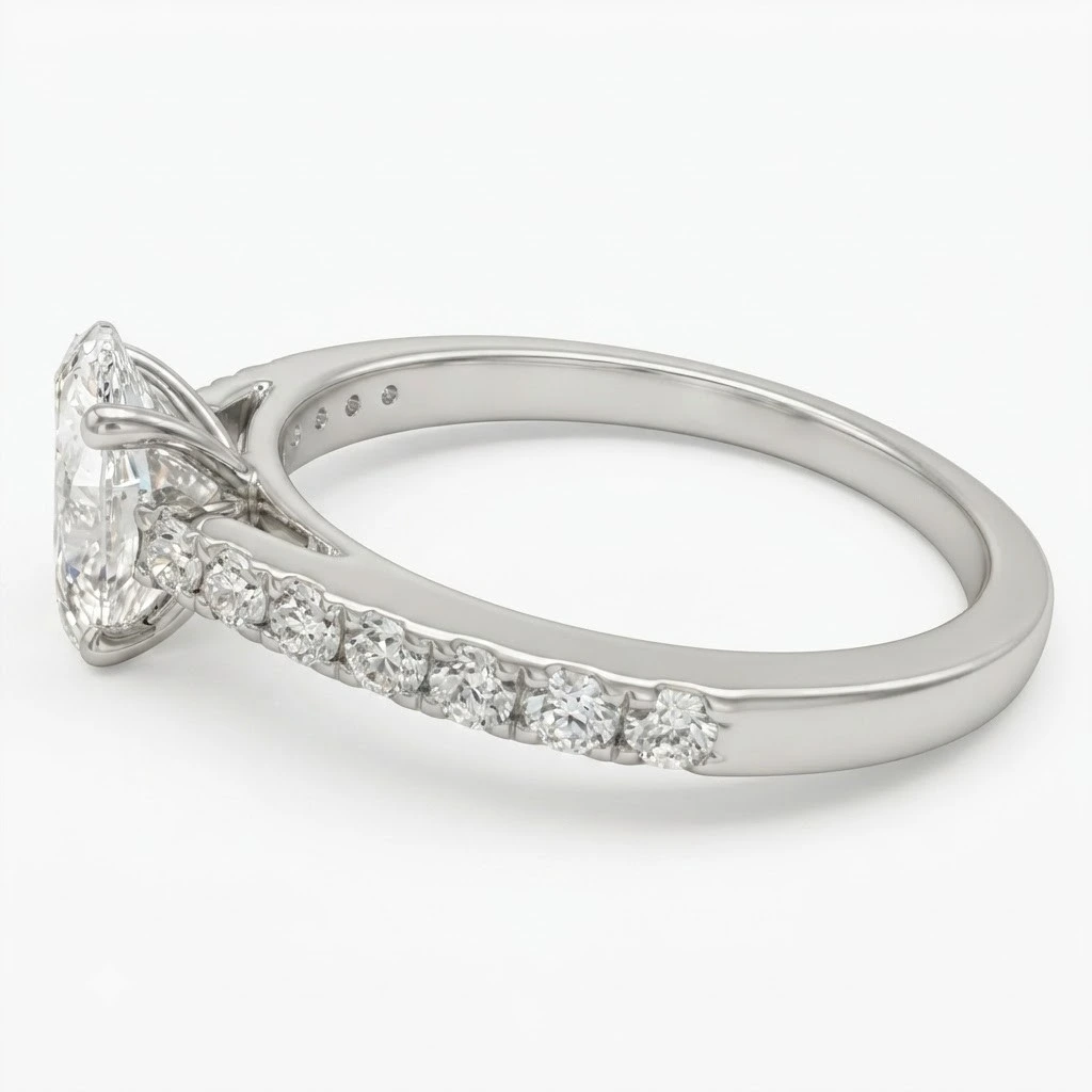 PT950 Platinum Oval Diamond Ring with Round Accents | IGI Certified view 4
