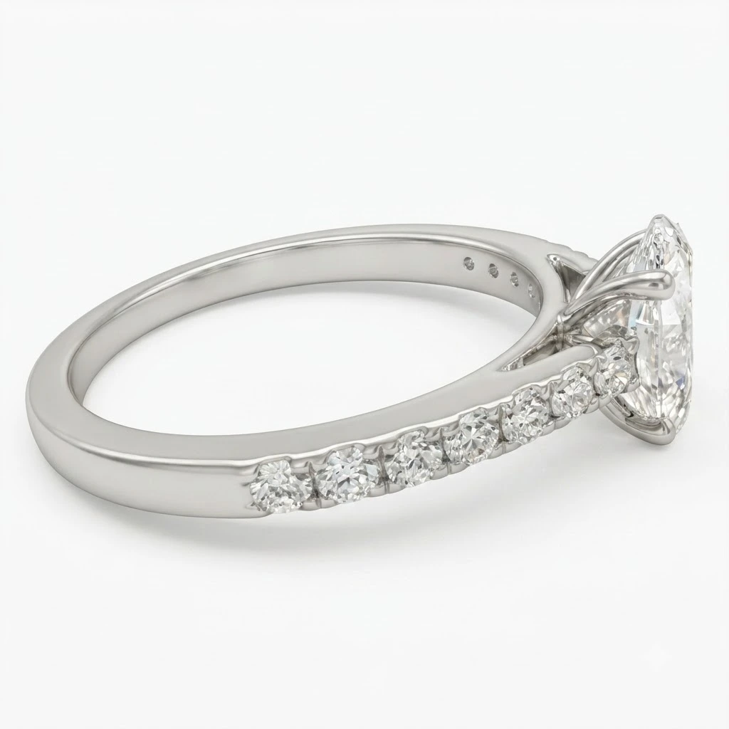 PT950 Platinum Oval Diamond Ring with Round Accents | IGI Certified view 5