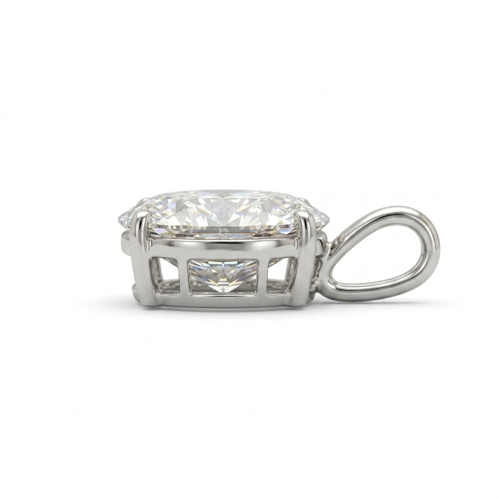 PT950 Platinum Oval Diamond Solitaire Pendant view 3