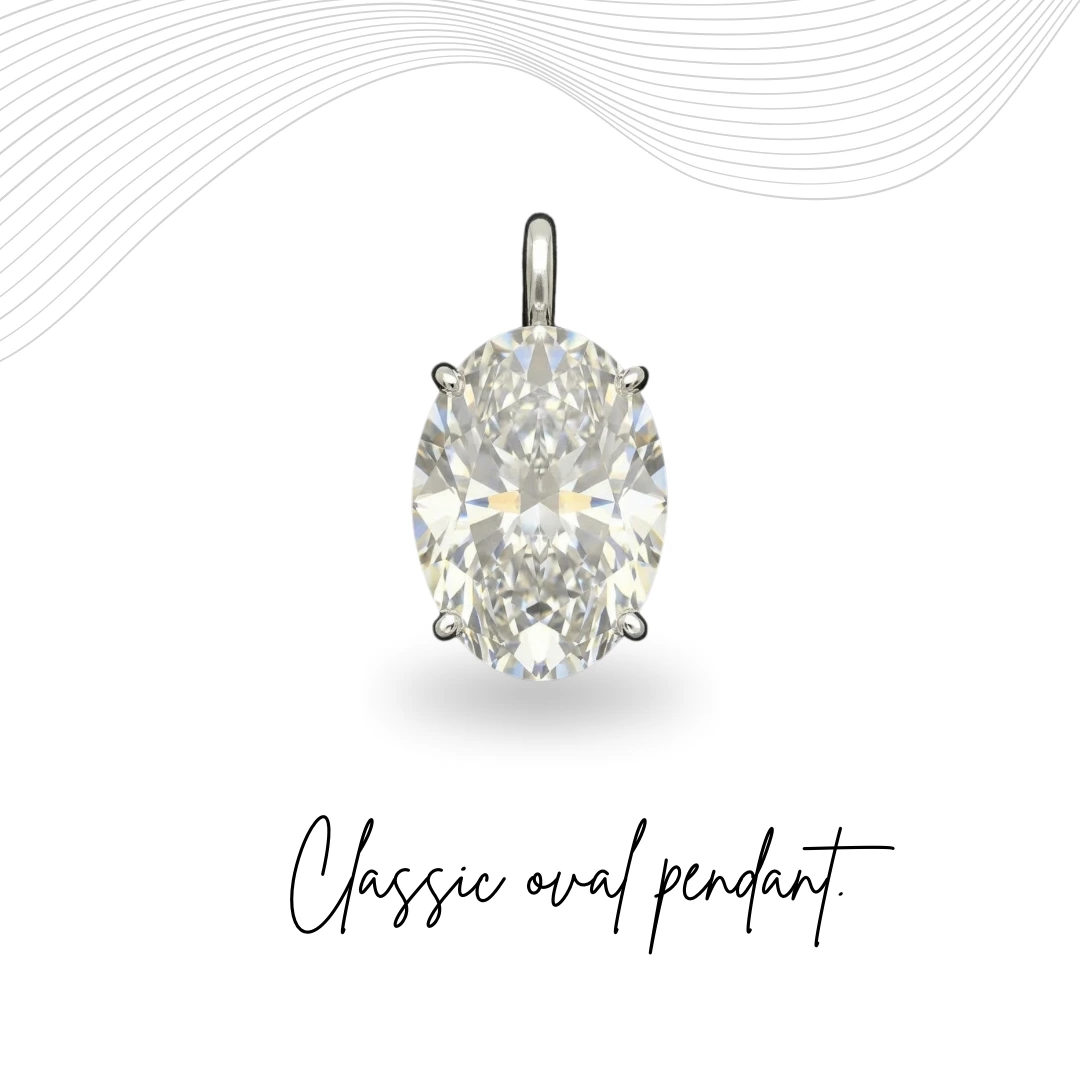 PT950 Platinum Oval Diamond Solitaire Pendant